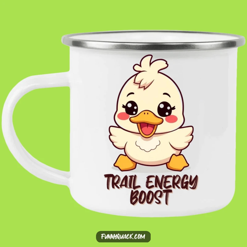 Funny Kawaii Duck Energetic Smile Camping Mug: Outdoor Humor Gift