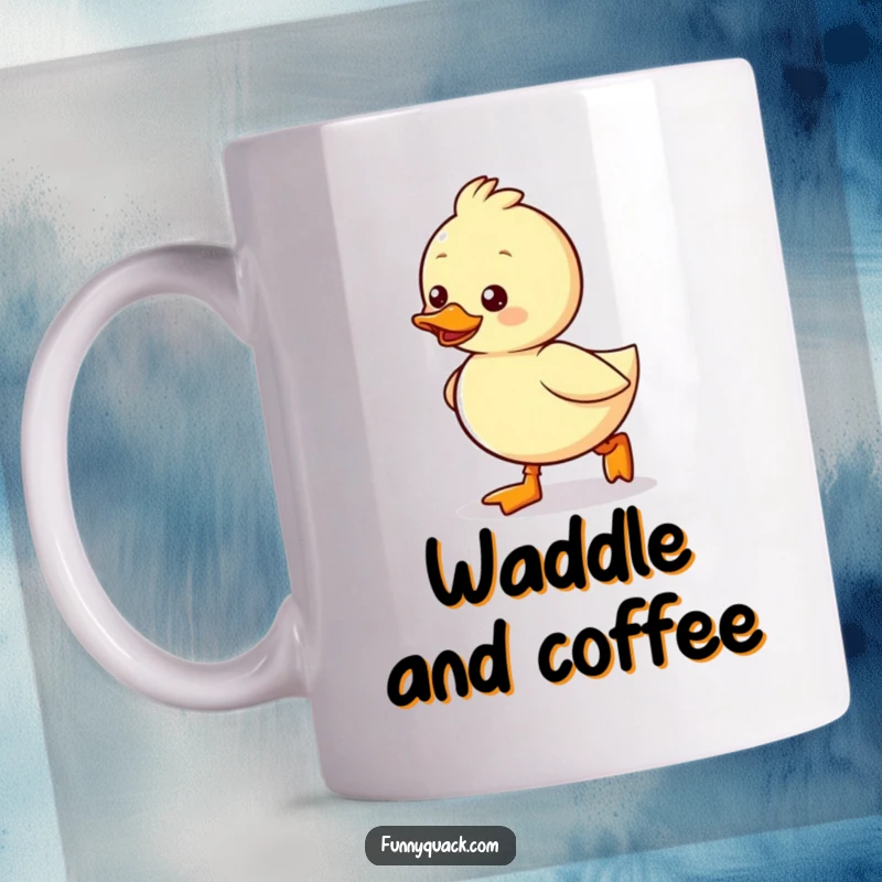 Funny Kawaii Duck Mug, waddling excitedly with tiny boots, bringing adorable and humorous steps to your day.