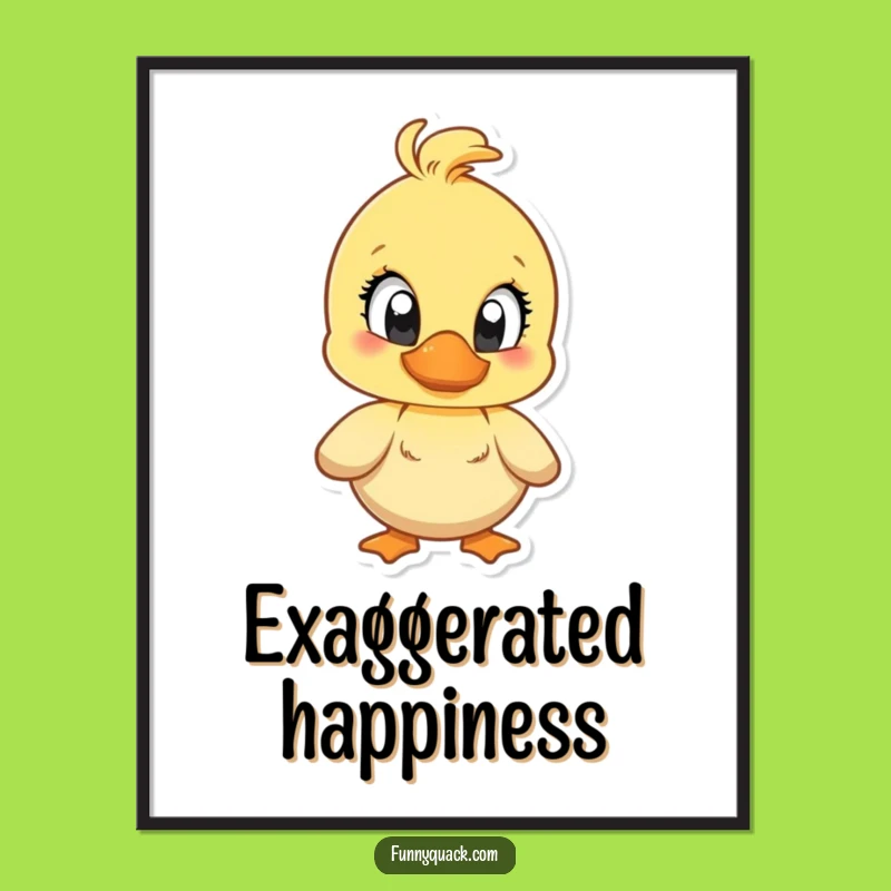 Funny Joyful Duck Digital Art: Big Eyes Quack, Instant Happy Decor