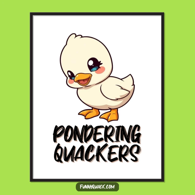 Funny Kawaii Duck Head Tilt Digital Art: Playful Humor Print Gift