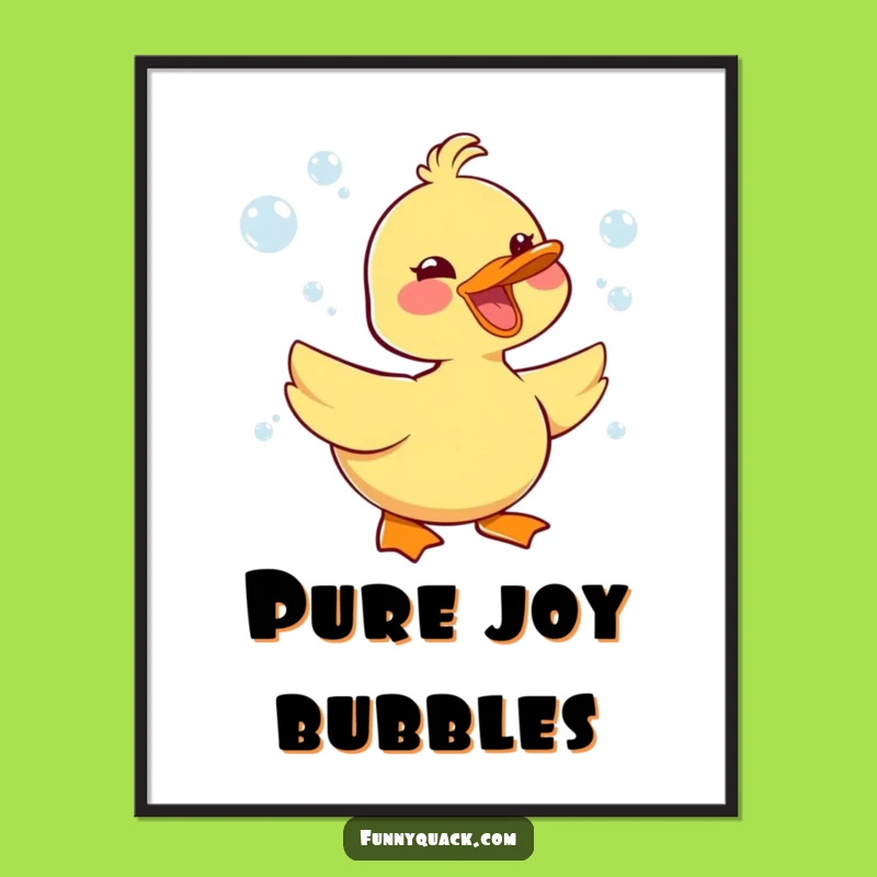 Funny Kawaii Duck Digital Art: Joyful Honking Bubbles, Instant Cheerful Decor
