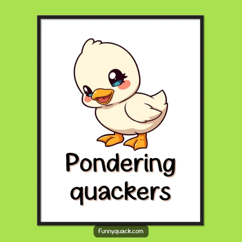 Funny Kawaii Duck Head Tilt Poster: Playful Wall Art Gift