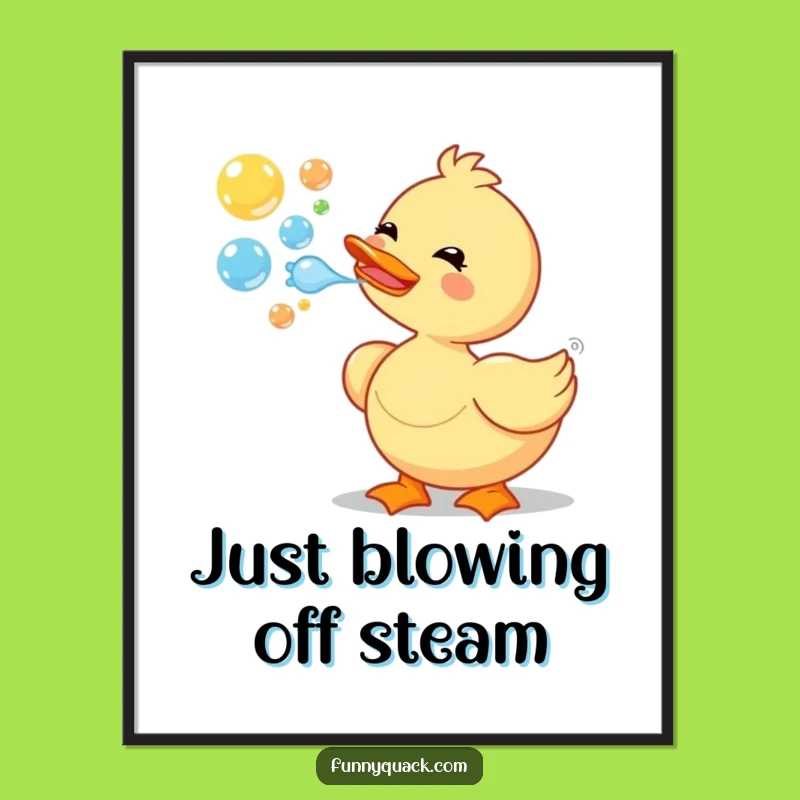 Funny Duck Bubbles Poster: Bring Delightful Cartoon Cheer to Your Walls