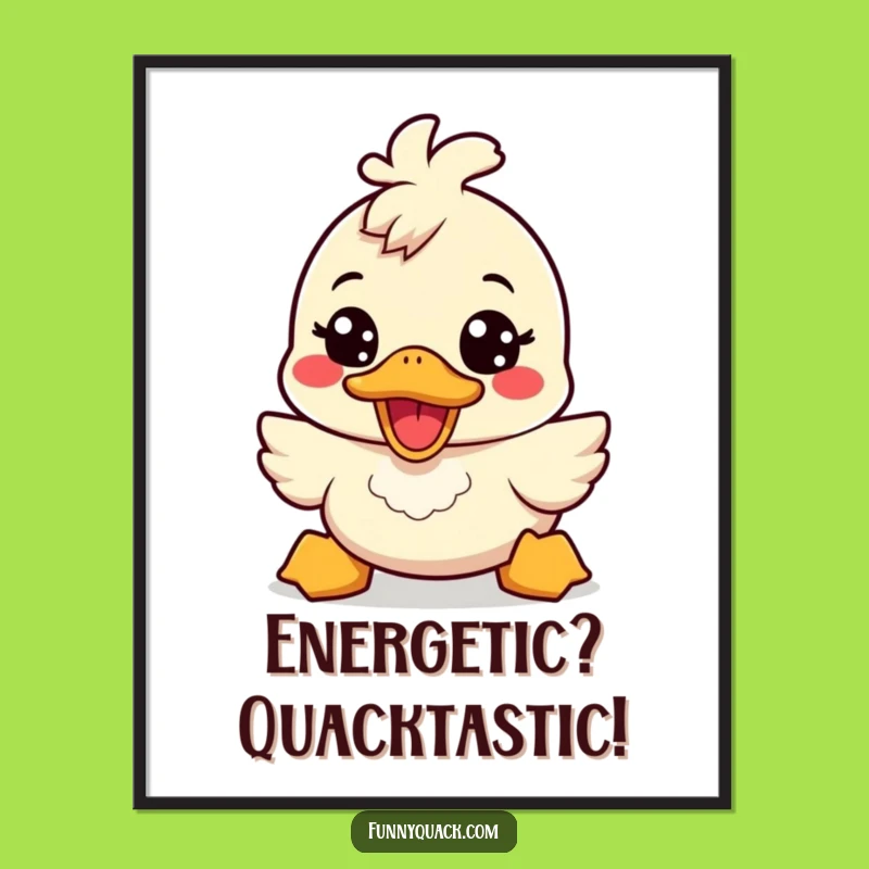 Free Printable Wall Art: Energetic Duck Smile Whimsical Humor Downloadable Art