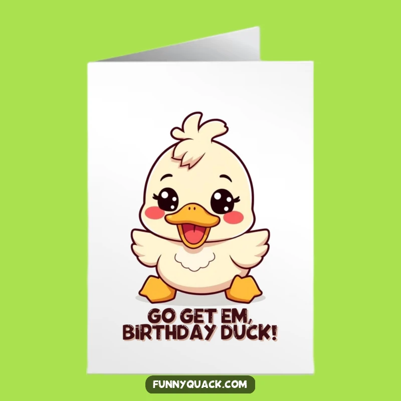 Free Printable Birthday Card: Energetic Duck Smile Funny Downloadable Gift