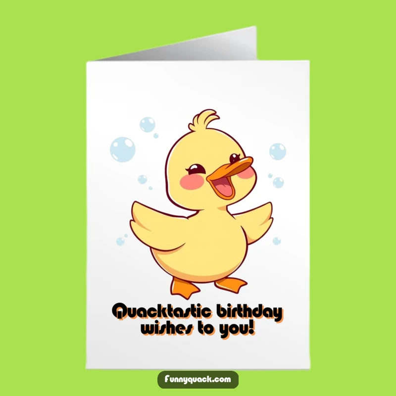 Free Printable Funny Birthday Card: Kawaii Duck Honking Joyfully - Downloadable Gift!
