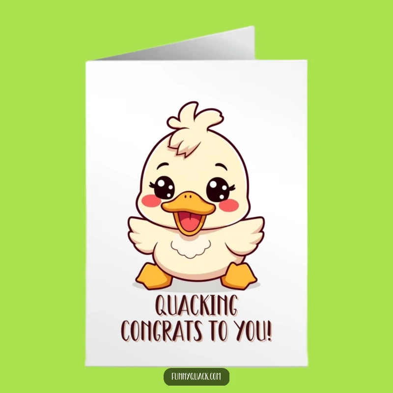 Free Printable Congrats Card: Energetic Duck Smile Funny Downloadable Gift
