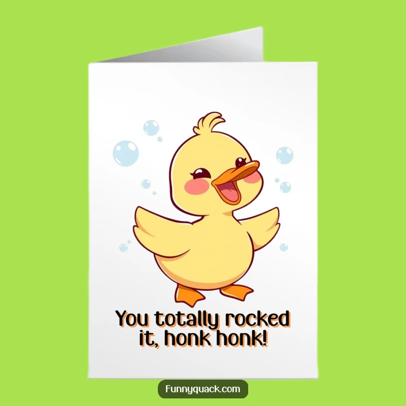 Free Printable Congrats Card: Joyful Kawaii Duck Bubbles - Easy Downloadable Gift!