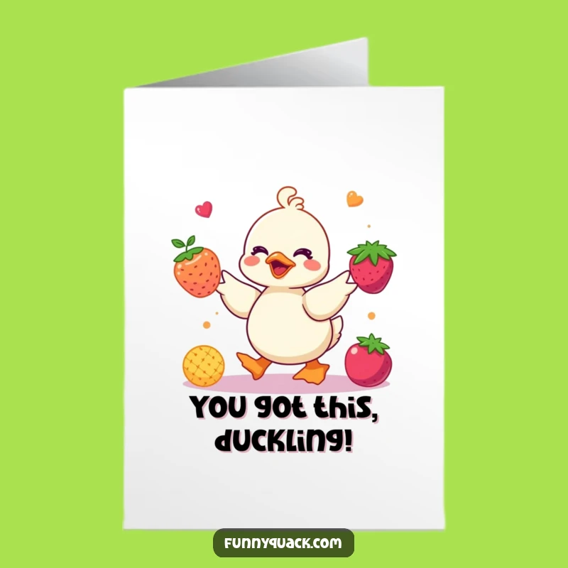 Free Printable Congrats Card: Juggling Duck Berries Funny Downloadable Gift
