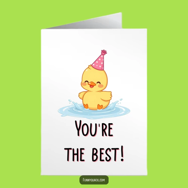Free Printable Congrats Card: Kawaii Duck Party Splash, Fun Downloadable Celebration