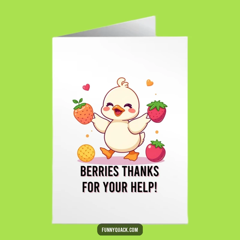Free Printable Thank You Card: Juggling Duck Berries Funny Downloadable Gift