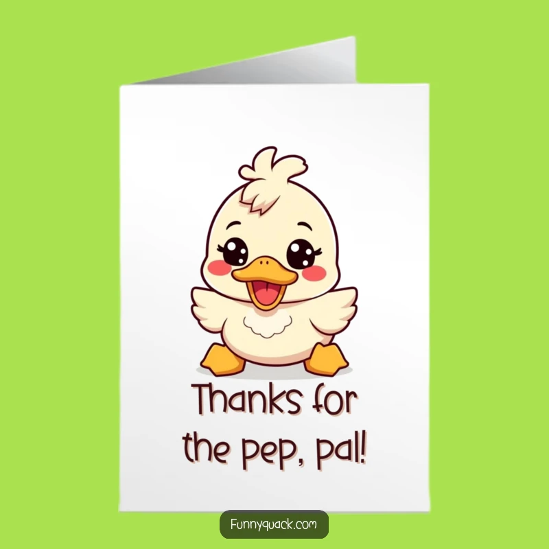 Free Printable Thank You Card: Energetic Duck Smile Funny Downloadable Gift
