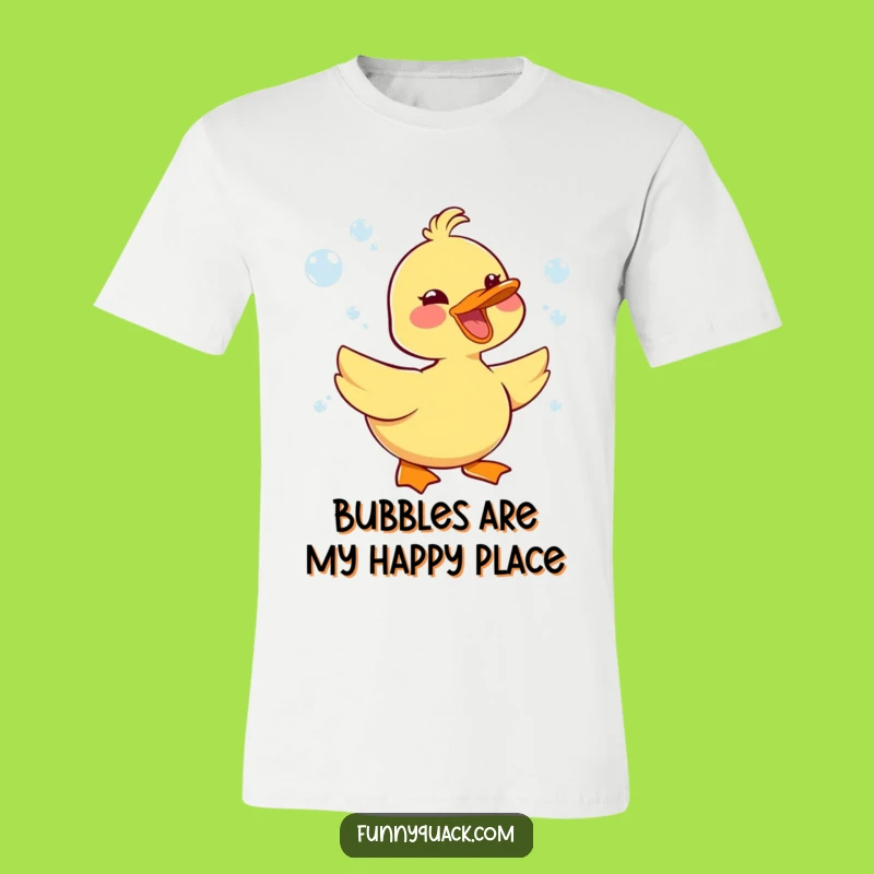 Funny Kawaii Duck T-Shirt: Joyful Honking & Bubbles, Hilarious Cartoon Gift Tee