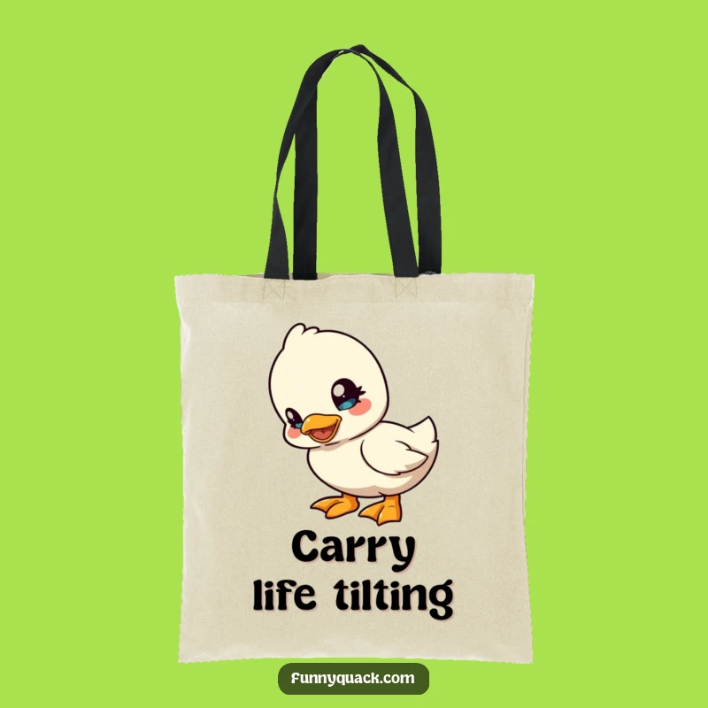 Funny Kawaii Duck Head Tilt Tote Bag: Playful Carry-All Gift