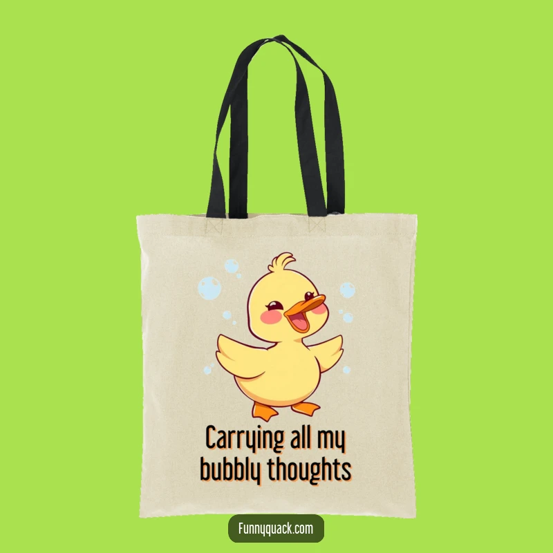 Funny Kawaii Duck Tote Bag: Bubbles of Joyful Honking, Carry Your Laughs